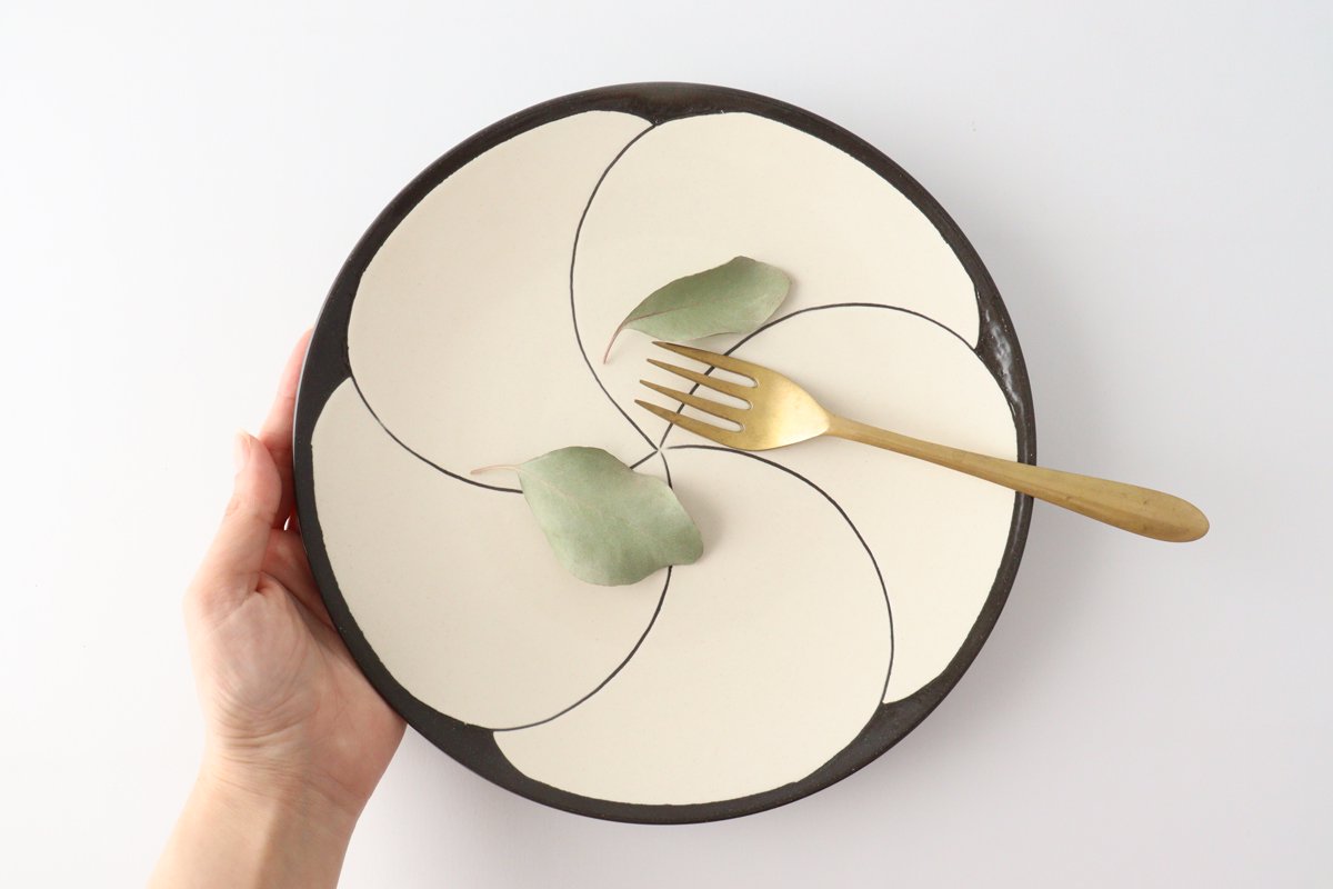 24cm/9.4in Plate Ceramic NEZIRI Plum Hasami Ware