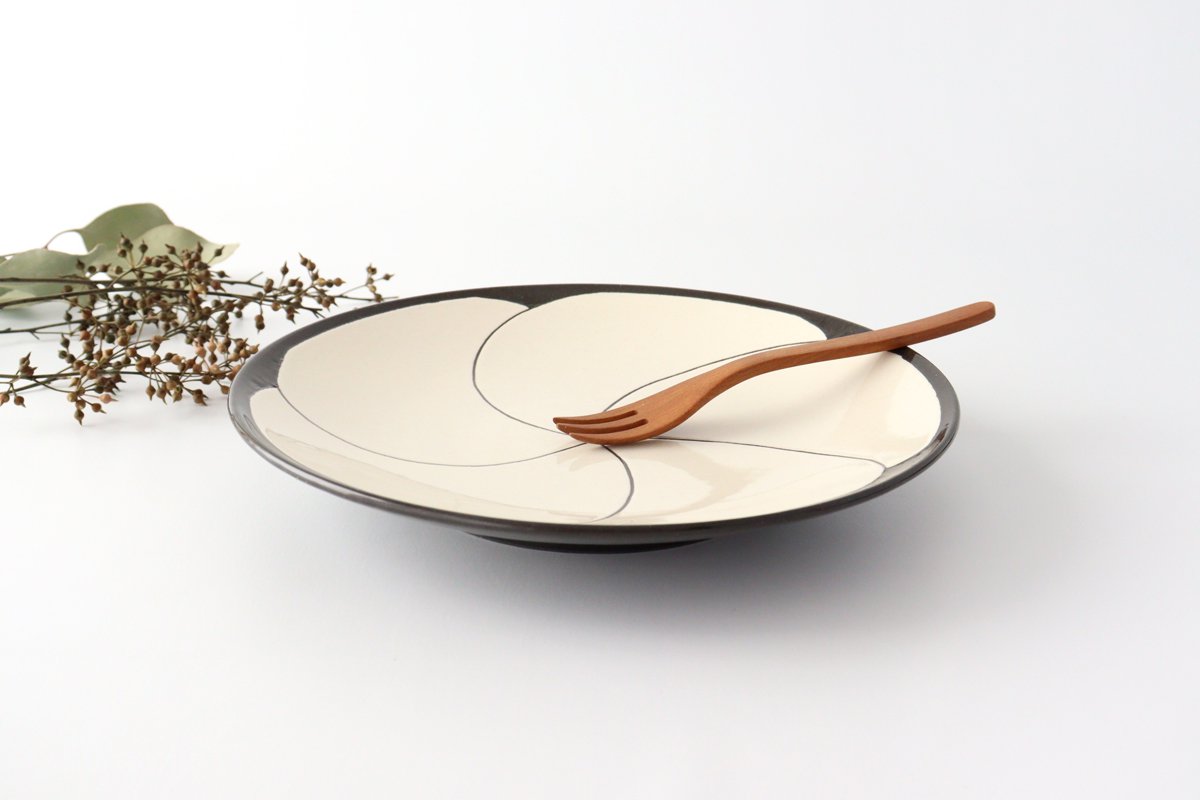24cm/9.4in Plate Ceramic NEZIRI Plum Hasami Ware