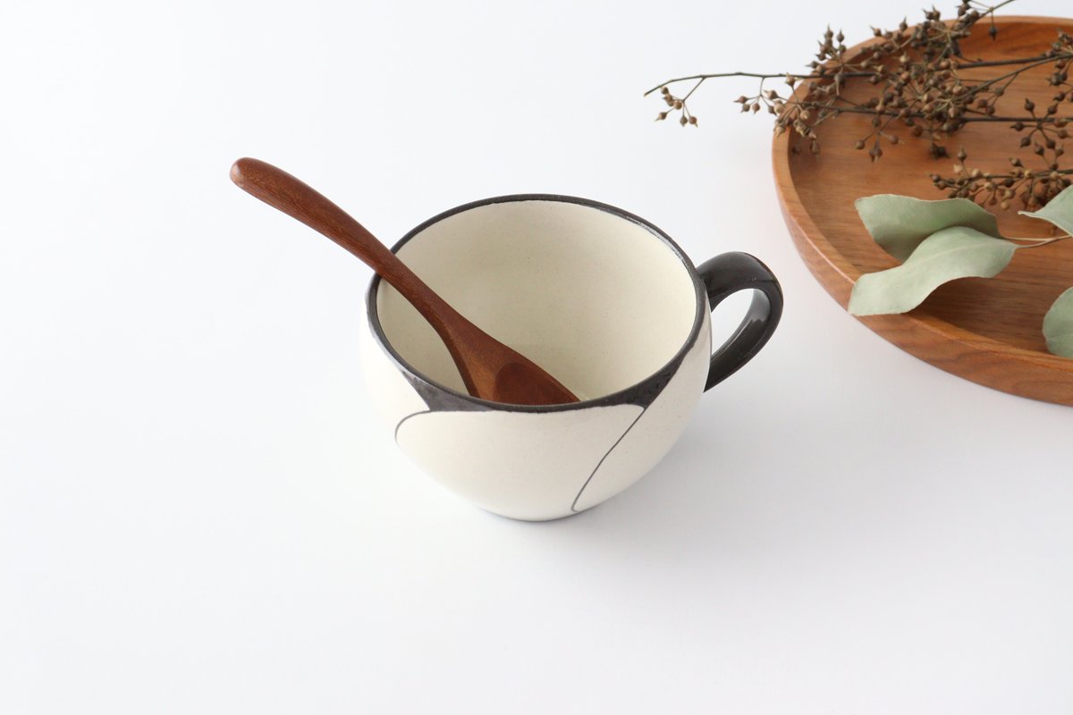 Soup mug pottery NEZIRI plum Hasami ware
