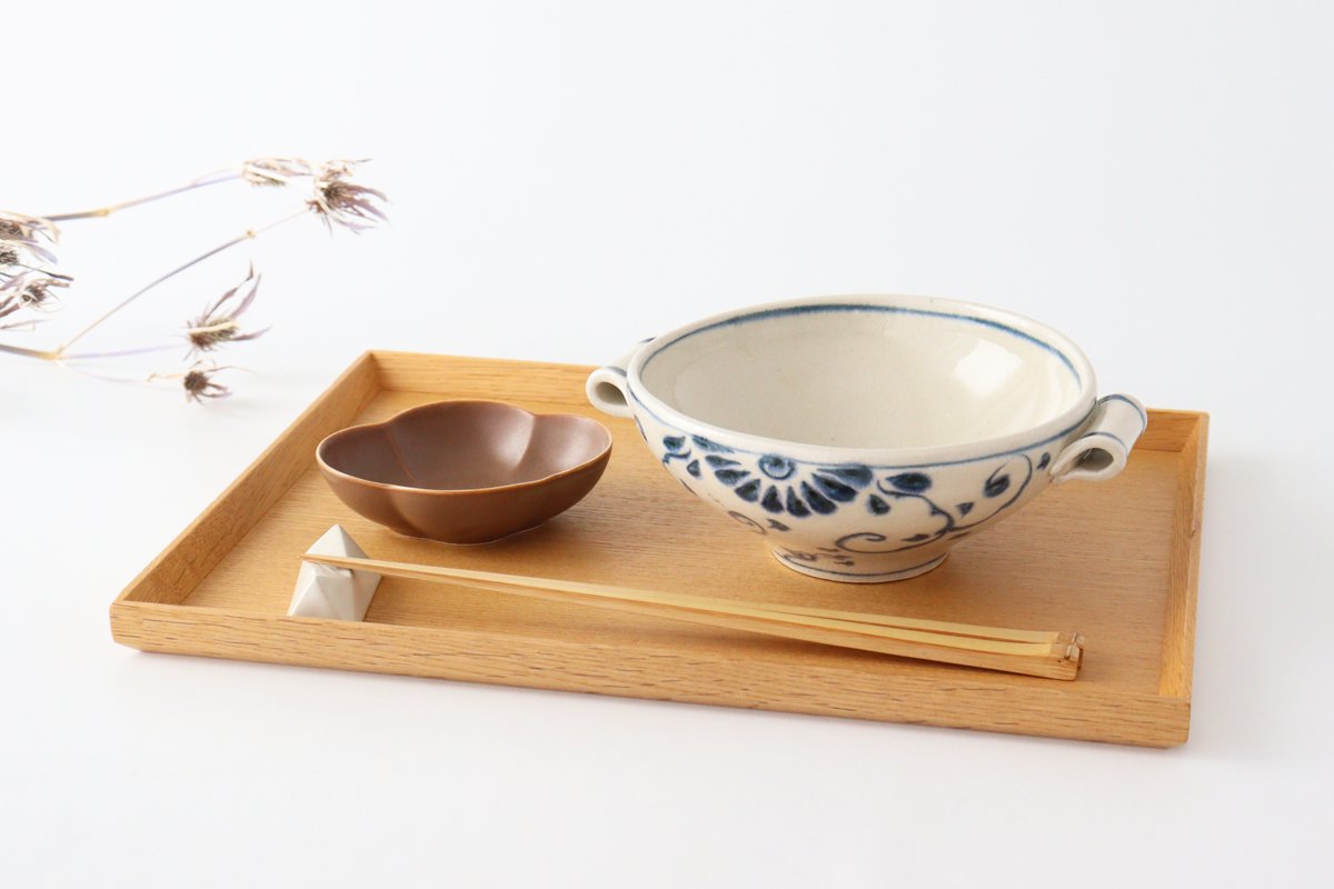 Multi-use Bowl with Handles Blue Flower Annan | Serving Bowl Mino Ware