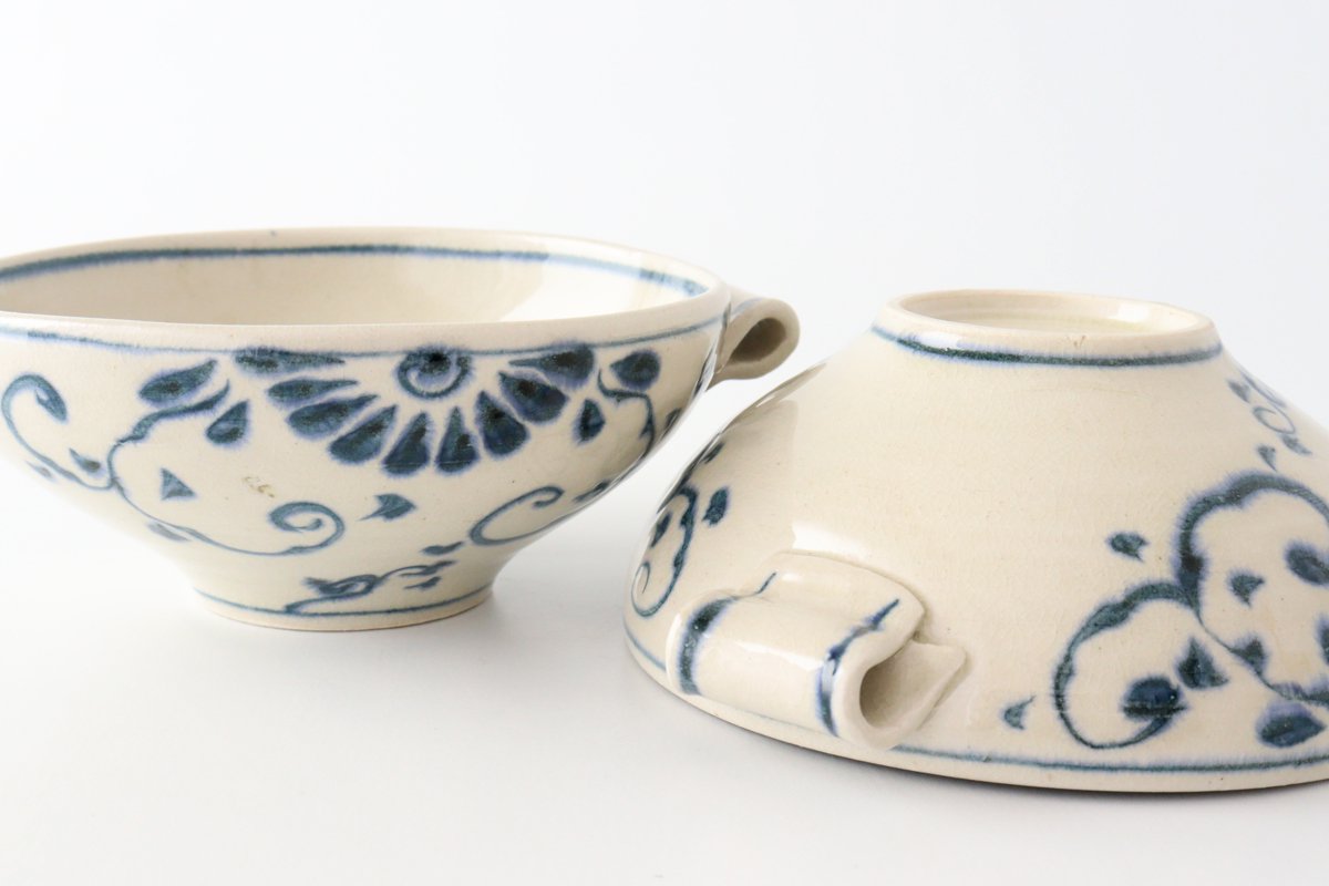 Multi-use Bowl with Handles Blue Flower Annan | Serving Bowl Mino Ware