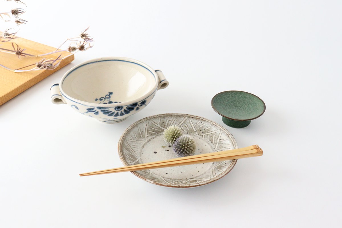 Multi-use Bowl with Handles Blue Flower Annan | Serving Bowl Mino Ware