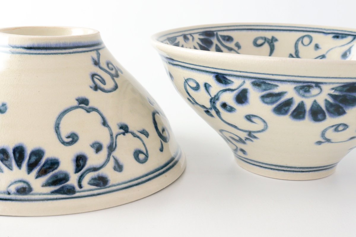 Blueannan Ramen Bowl Flower | Mino Ware