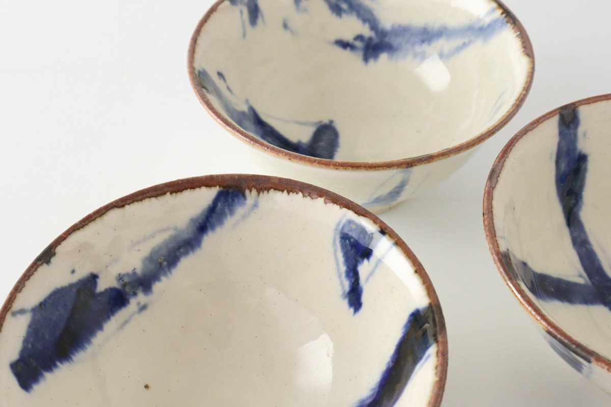 Minami Kiln Annanrakugaki Rice Bowl Gosu | Mino Ware