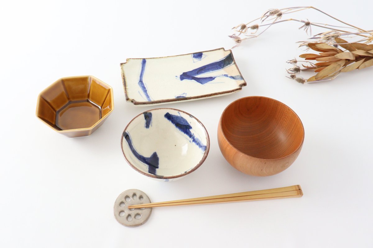 Minami Kiln Annanrakugaki Rice Bowl Gosu | Mino Ware