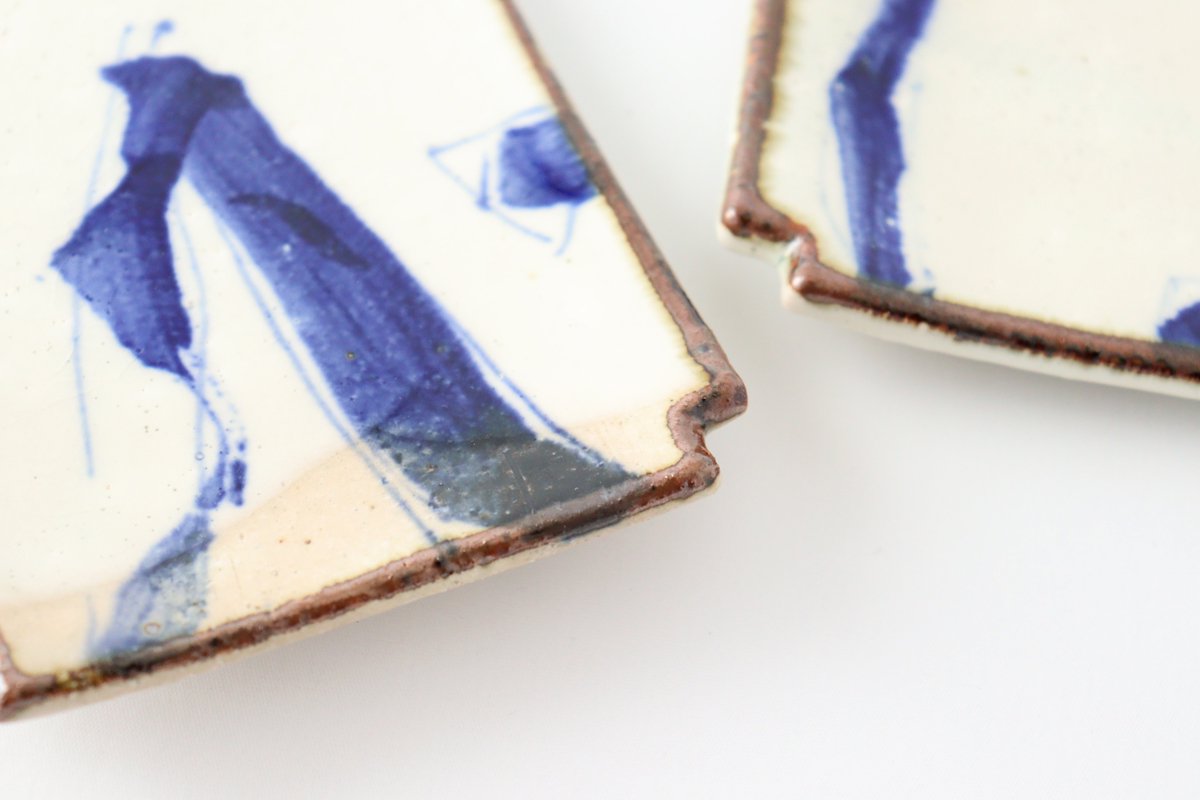 Minami Kiln Rectangle Plate Annanrakugaki | Sushi Plate Mino Ware