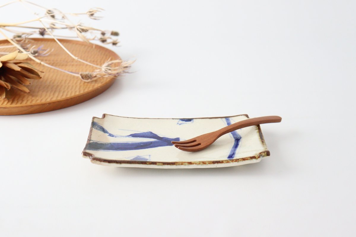 Minami Kiln Rectangle Plate Annanrakugaki | Sushi Plate Mino Ware