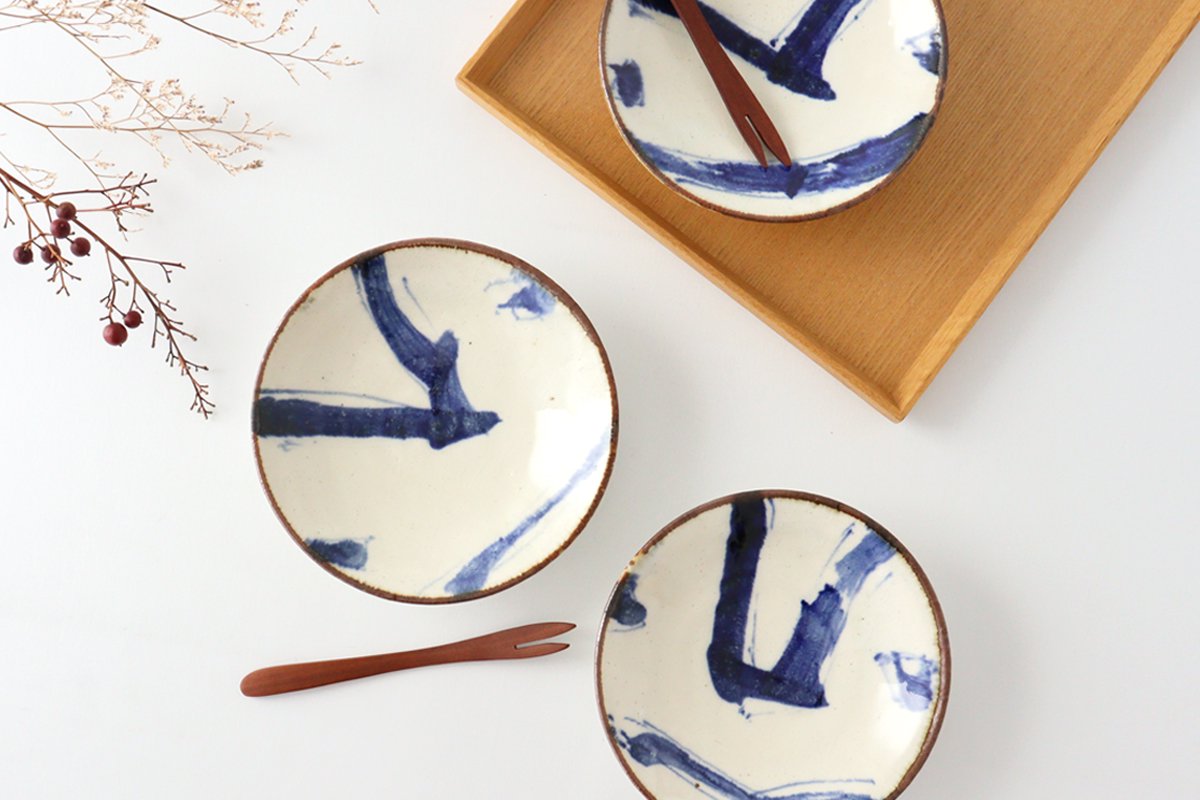 Minami Kiln Annanrakugaki Small Round Plate 12cm/4.7in | Mino Ware