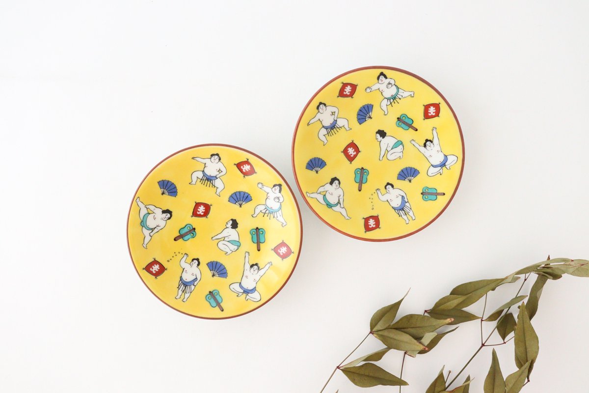 Lucky Small Plate Sumo Porcelain Seikougama Kutani Ware