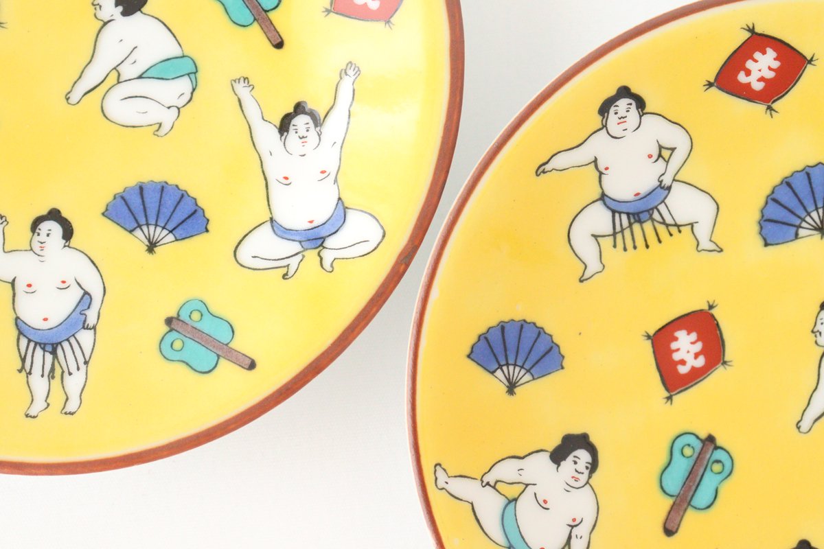 Lucky Small Plate Sumo Porcelain Seikougama Kutani Ware