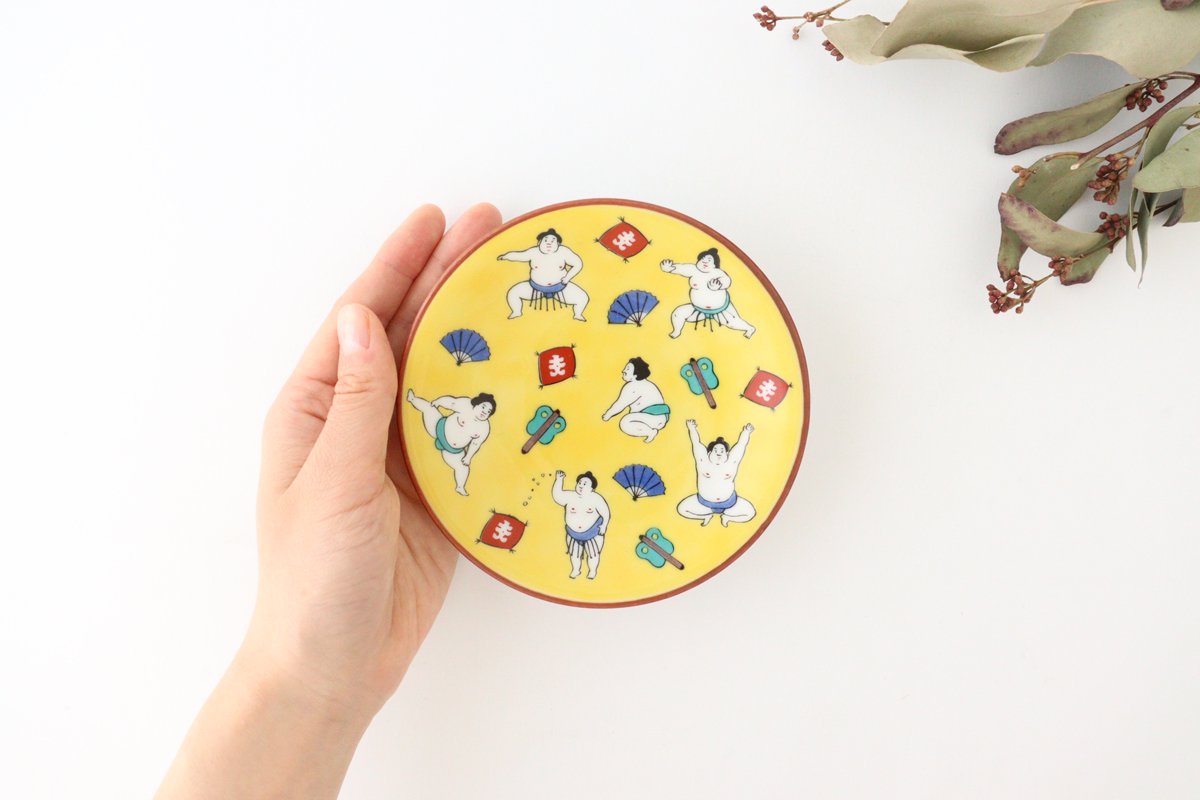 Lucky Small Plate Sumo Porcelain Seikougama Kutani Ware