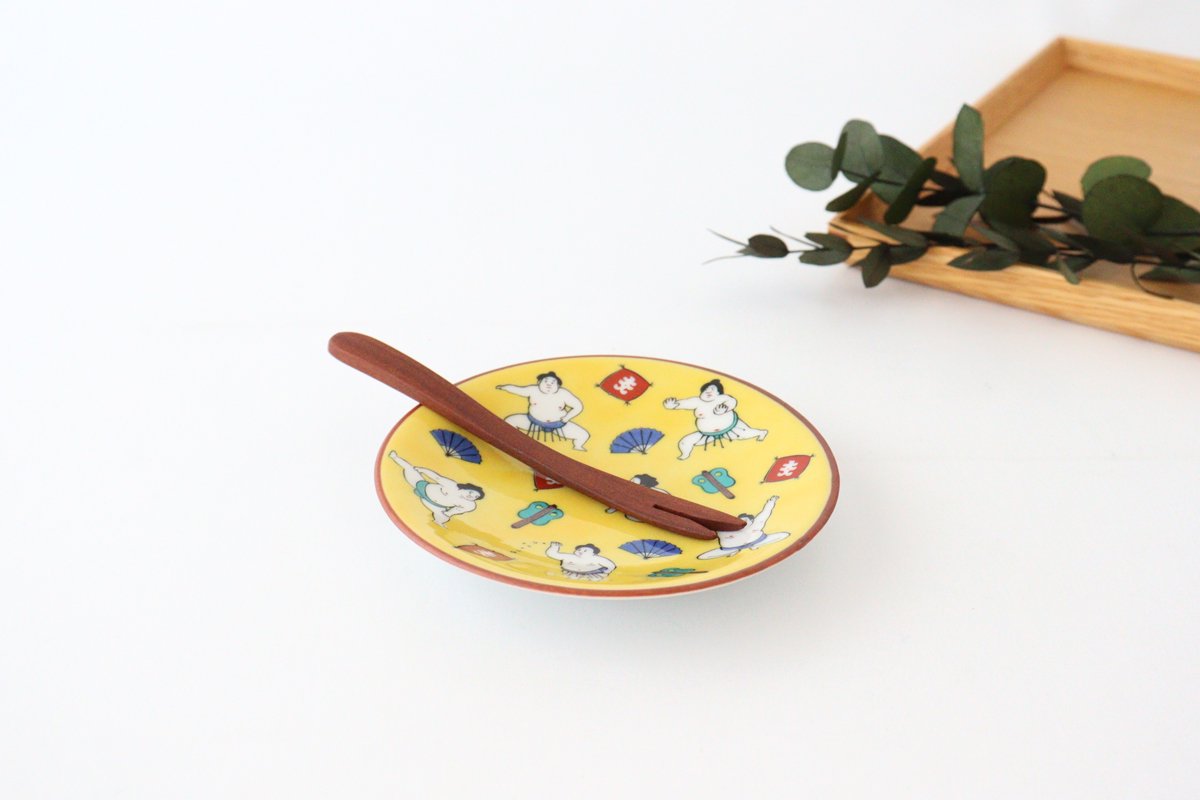 Lucky Small Plate Sumo Porcelain Seikougama Kutani Ware
