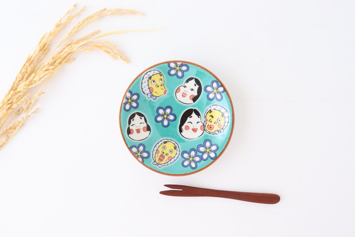 Seikou Kiln Small Plate Hyottoko Okame | Kutani Ware