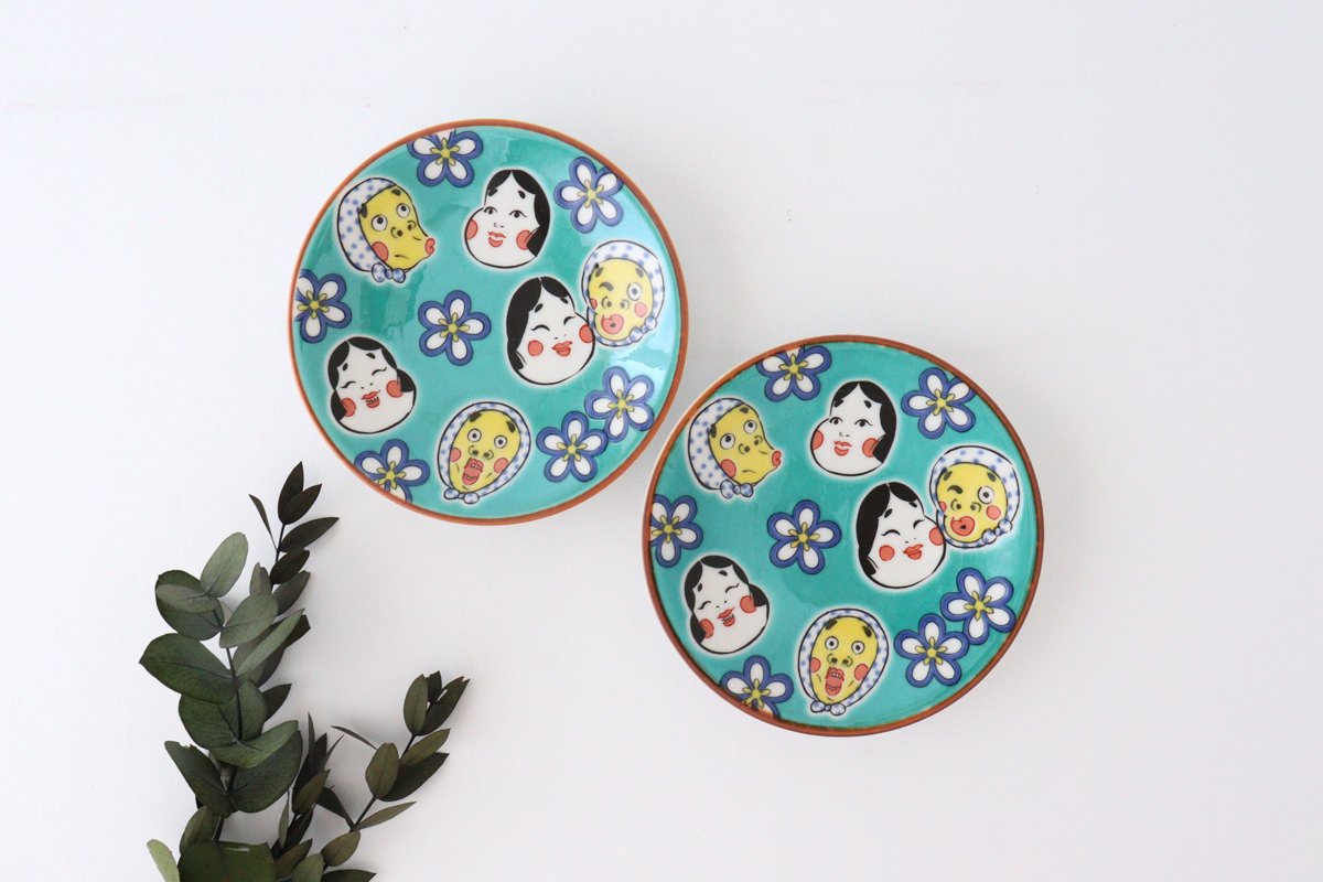 Seikou Kiln Small Plate Hyottoko Okame | Kutani Ware