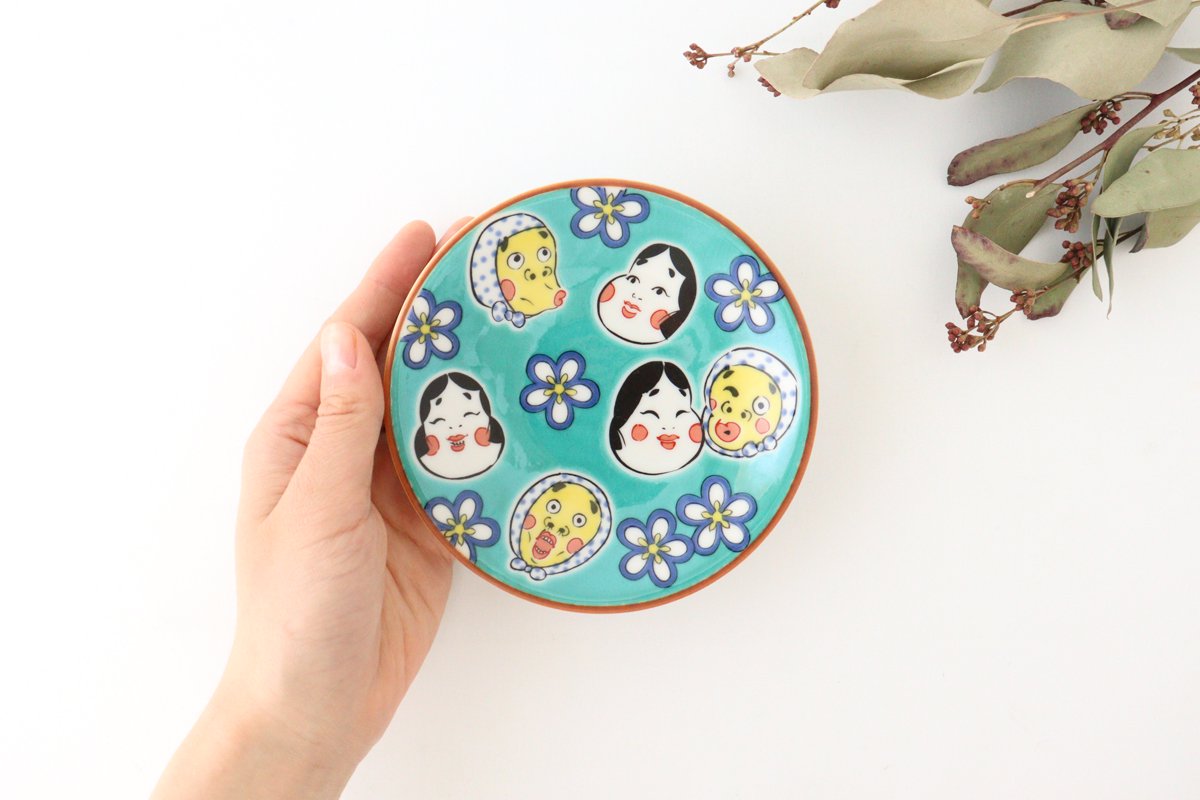 Seikou Kiln Small Plate Hyottoko Okame | Kutani Ware