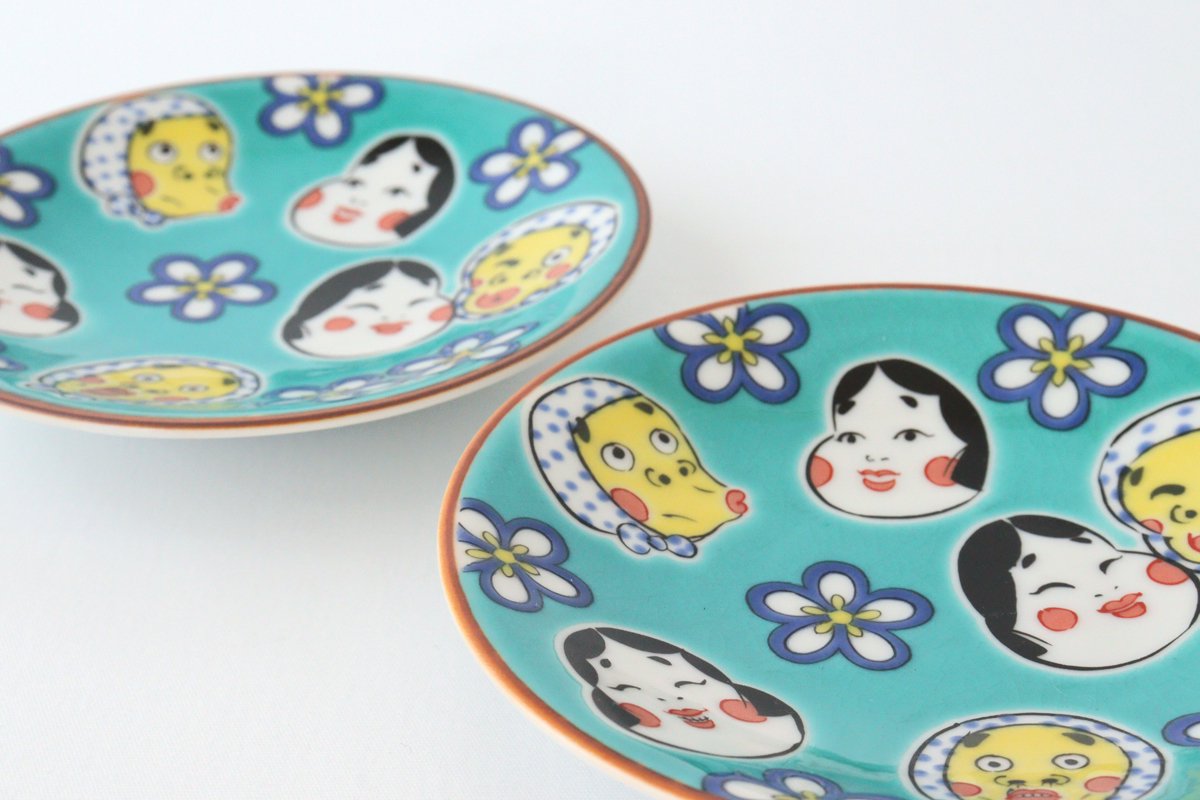 Seikou Kiln Small Plate Hyottoko Okame | Kutani Ware