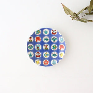 Seikou Kiln Sauce Plate Round Lucky Items Pattern | Kutani Ware-TOP