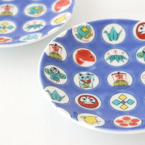 Seikou Kiln Sauce Plate Round Lucky Items Pattern | Kutani Ware-Detail7