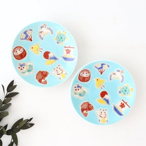 Seikou Kiln Sauce Plate Luckey Charms Light Blue | Kutani Ware-Detail10