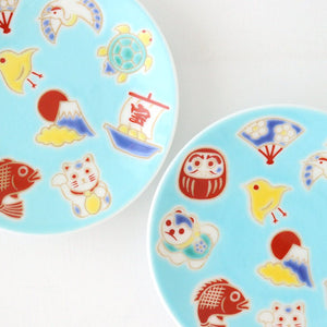 Seikou Kiln Sauce Plate Luckey Charms Light Blue | Kutani Ware-Detail11