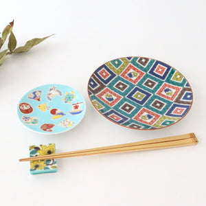 Seikou Kiln Sauce Plate Luckey Charms Light Blue | Kutani Ware-Detail3