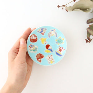 Seikou Kiln Sauce Plate Luckey Charms Light Blue | Kutani Ware-Detail8