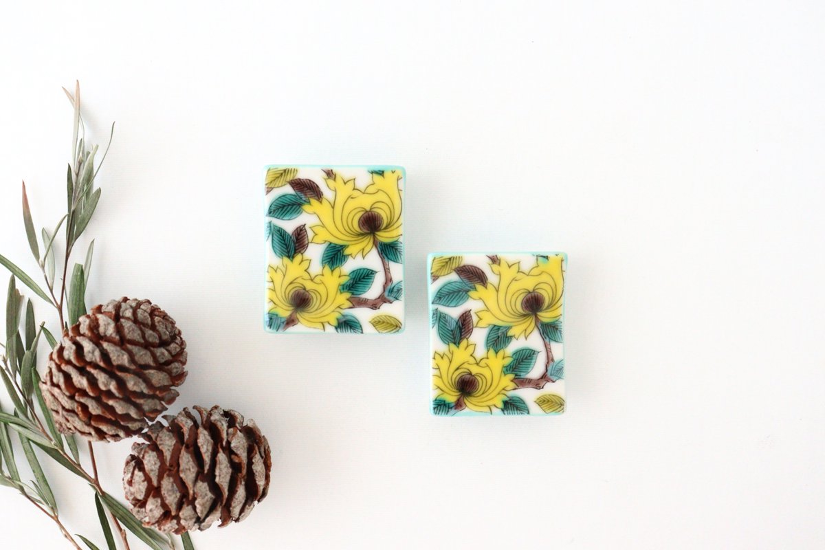 Seikou Kiln Colored Chopstick Rest Peony | Hashioki Kutani Ware