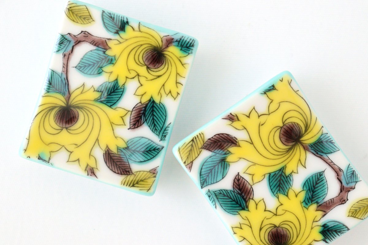 Seikou Kiln Colored Chopstick Rest Peony | Hashioki Kutani Ware