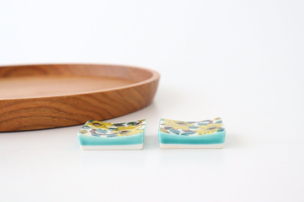 Seikou Kiln Colored Chopstick Rest Peony | Hashioki Kutani Ware