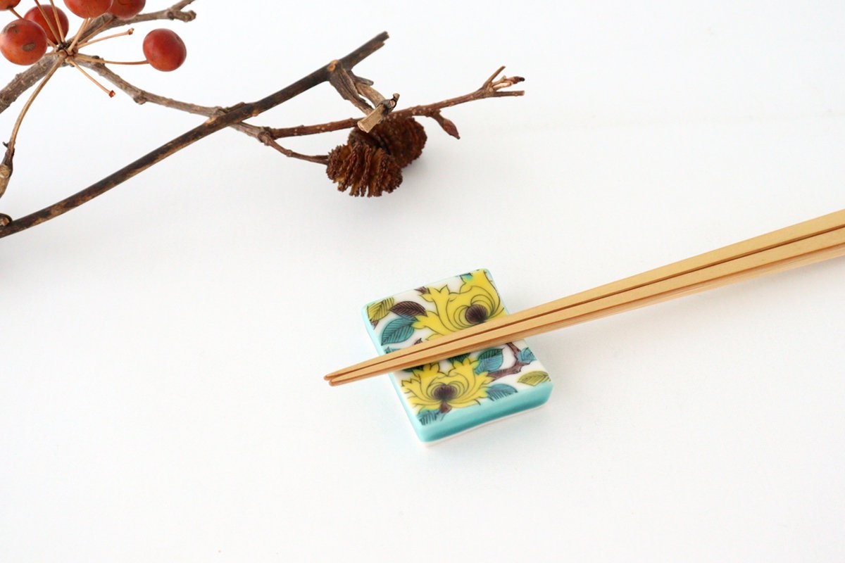 Seikou Kiln Colored Chopstick Rest Peony | Hashioki Kutani Ware-Detail6