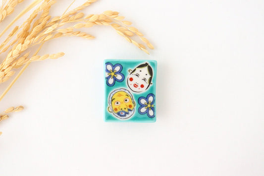 Seikou Kiln Colored Chopstick Rest Hyottoko Okame | Hashioki Kutani Ware-TOP