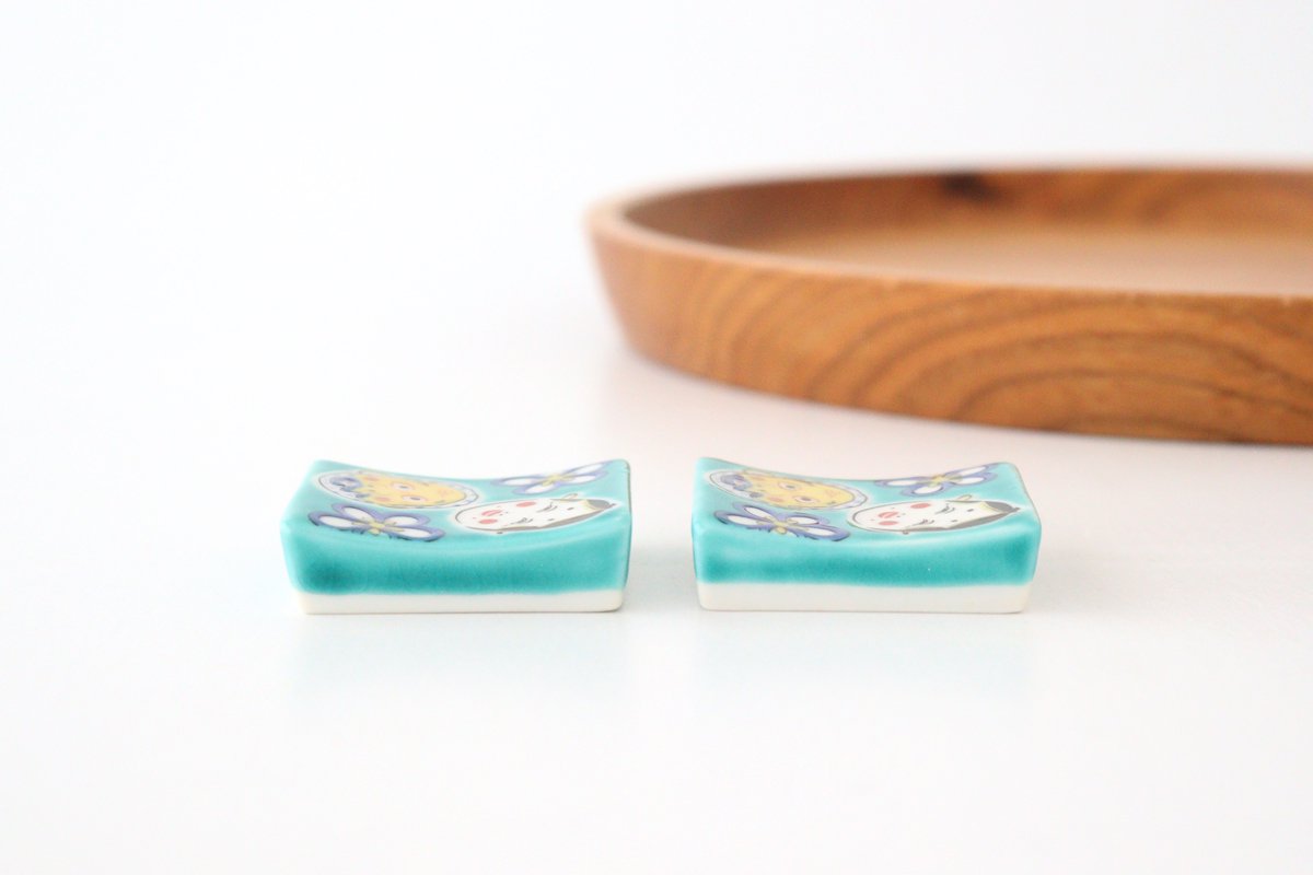 Seikou Kiln Colored Chopstick Rest Hyottoko Okame | Hashioki Kutani Ware