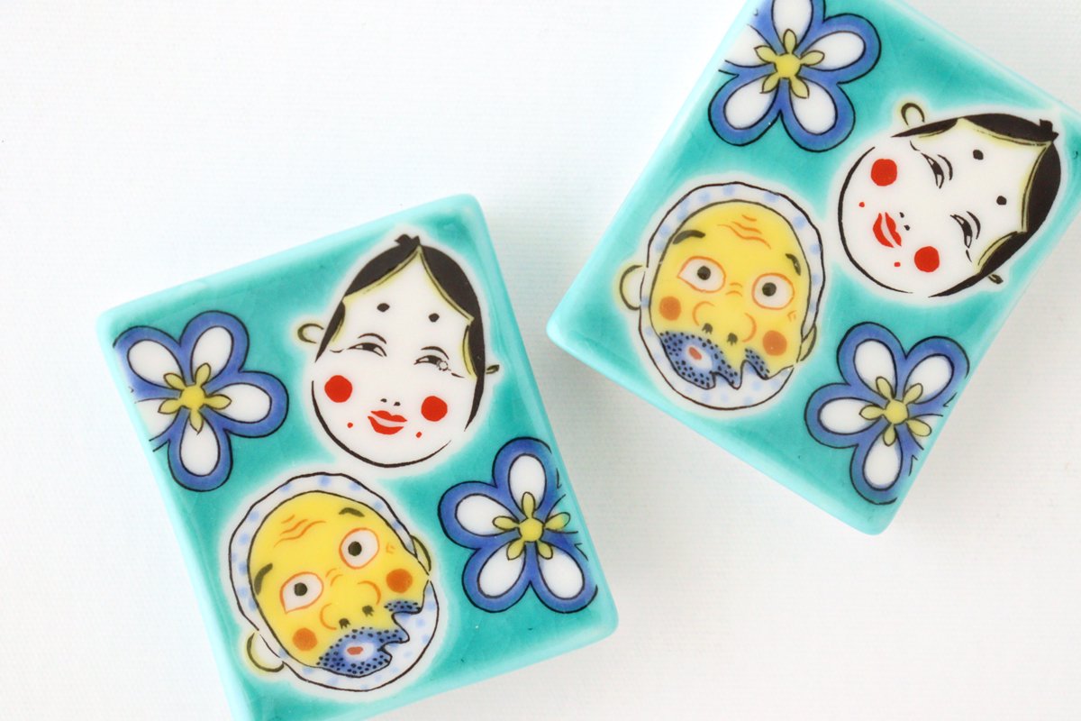 Seikou Kiln Colored Chopstick Rest Hyottoko Okame | Hashioki Kutani Ware-Detail11