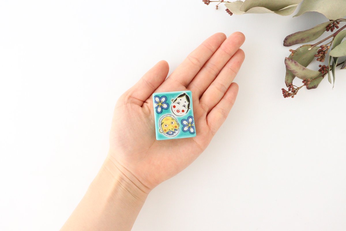 Seikou Kiln Colored Chopstick Rest Hyottoko Okame | Hashioki Kutani Ware-Detail5