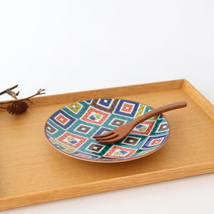 Seikou kiln Round Plate Old Kutani Colored Picture Pavement Pattern| Kutani Ware-Detail2