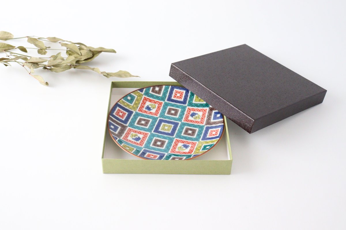 Seikou kiln Round Plate Old Kutani Colored Picture Pavement Pattern| Kutani Ware-Detail11