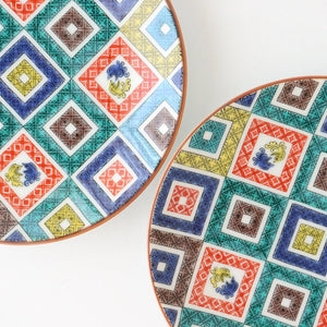 Seikou kiln Round Plate Old Kutani Colored Picture Pavement Pattern| Kutani Ware-Detail13