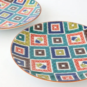 Seikou kiln Round Plate Old Kutani Colored Picture Pavement Pattern| Kutani Ware-Detail8