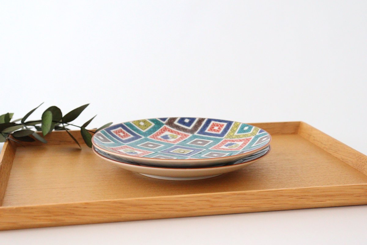 Seikou kiln Round Plate Old Kutani Colored Picture Pavement Pattern| Kutani Ware-Detail10