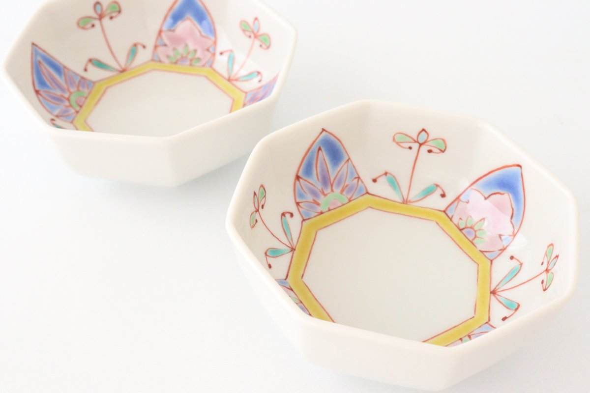 Ginshu Kiln Octagonal Small Colored Bowl | Kobachi Kutani Ware