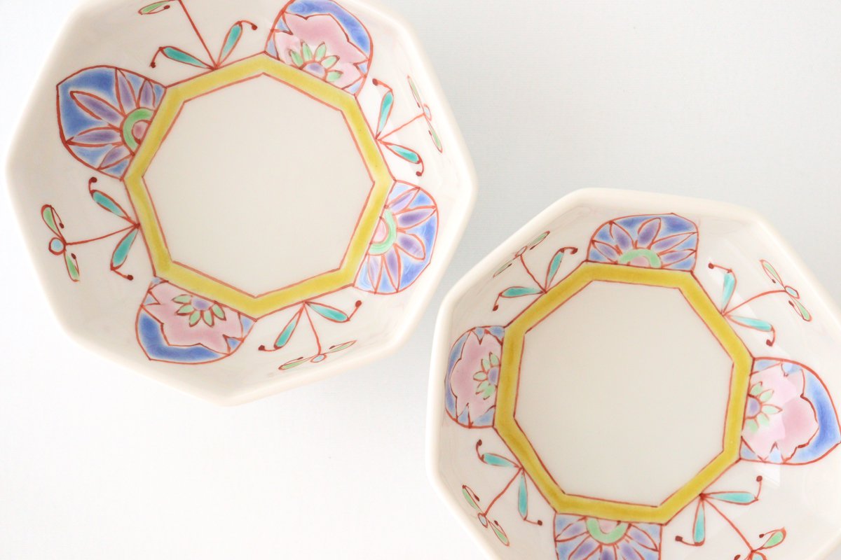 Ginshu Kiln Octagonal Small Colored Bowl | Kobachi Kutani Ware