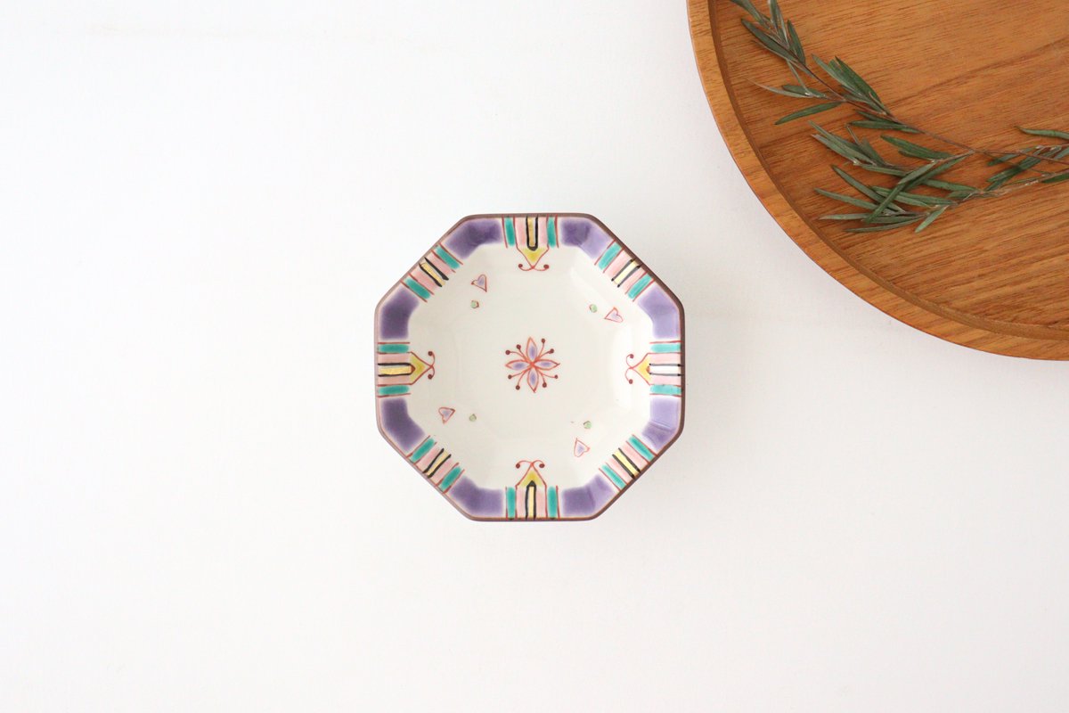 Ginshu Kiln Octagonal Small Colored Plate | Kutani Ware