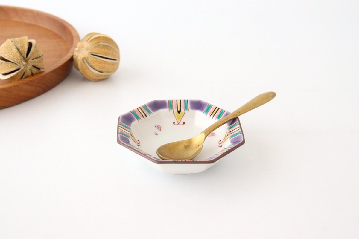 Ginshu Kiln Octagonal Small Colored Plate | Kutani Ware