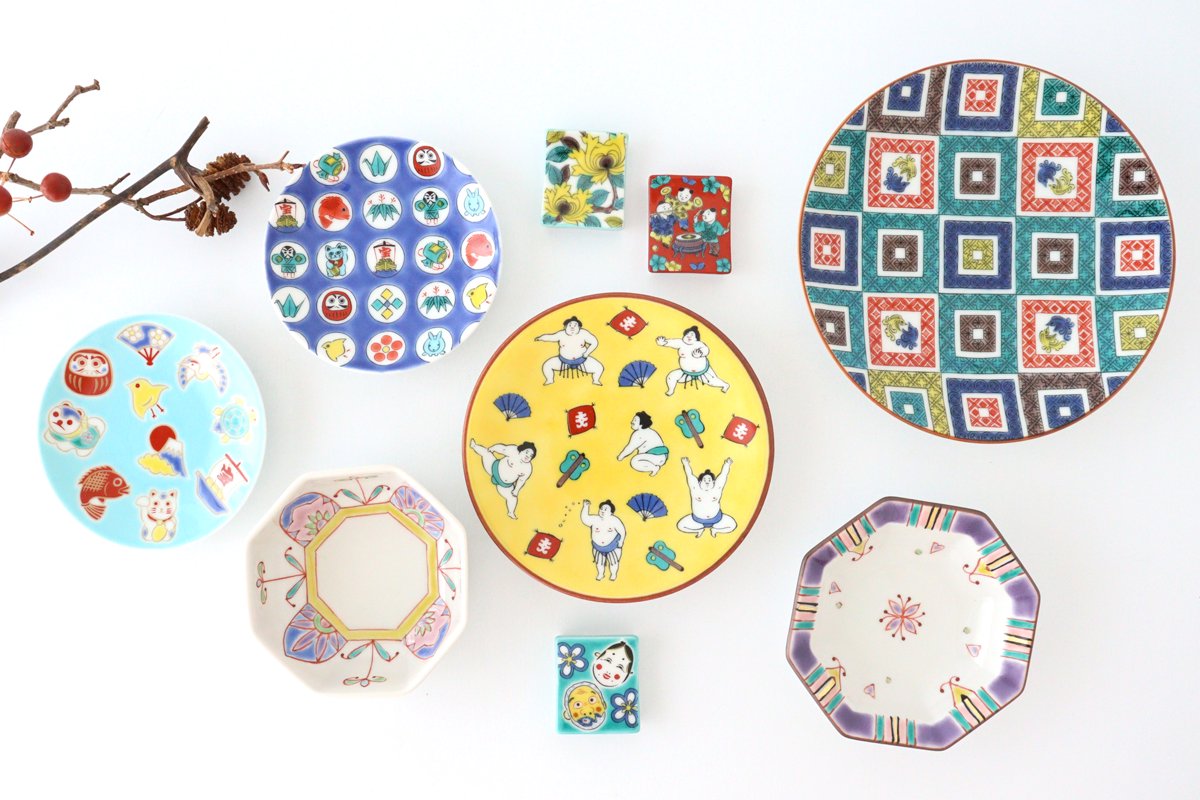 Ginshu Kiln Octagonal Small Colored Plate | Kutani Ware-Detail14