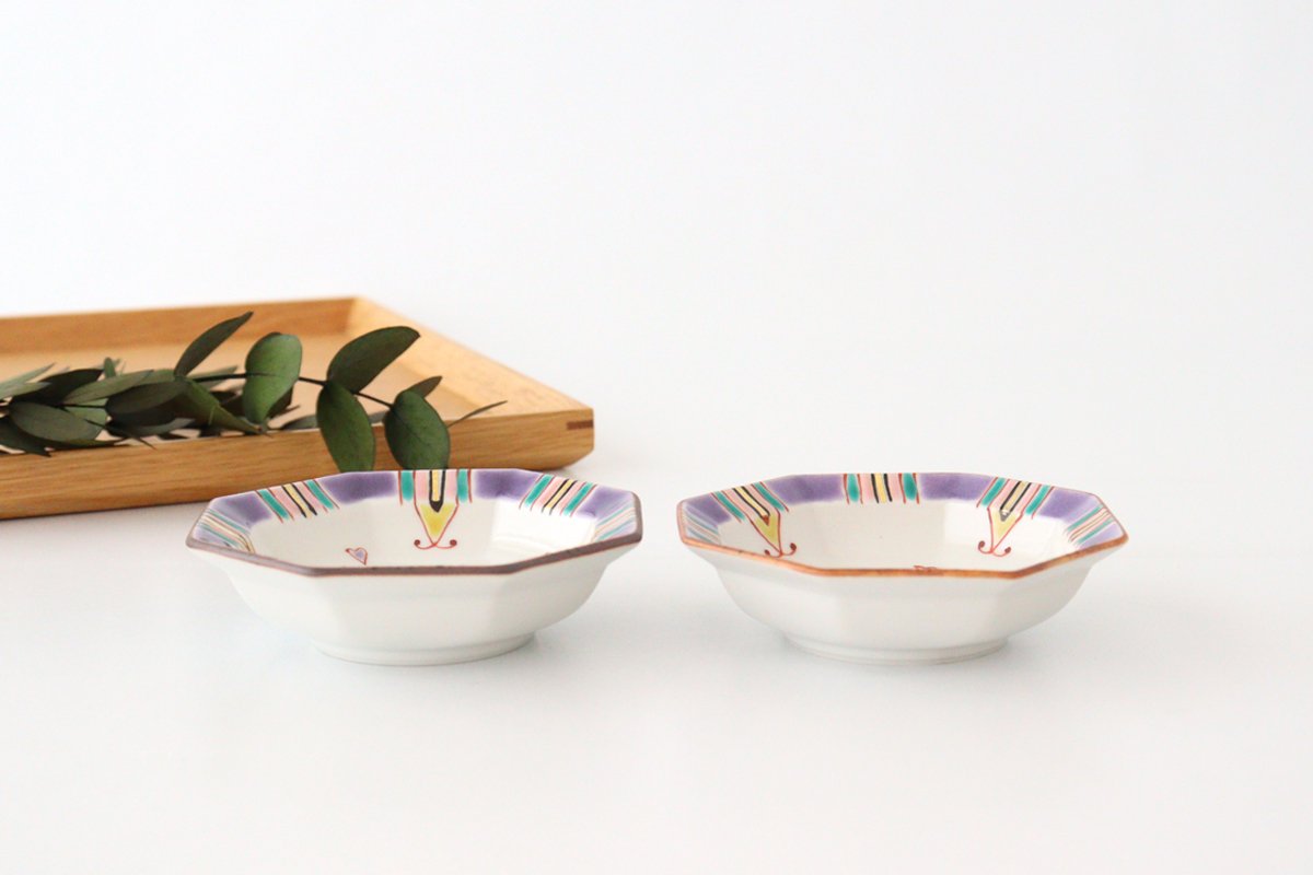 Ginshu Kiln Octagonal Small Colored Plate | Kutani Ware