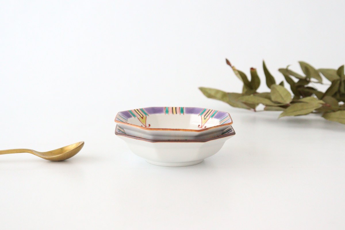 Ginshu Kiln Octagonal Small Colored Plate | Kutani Ware
