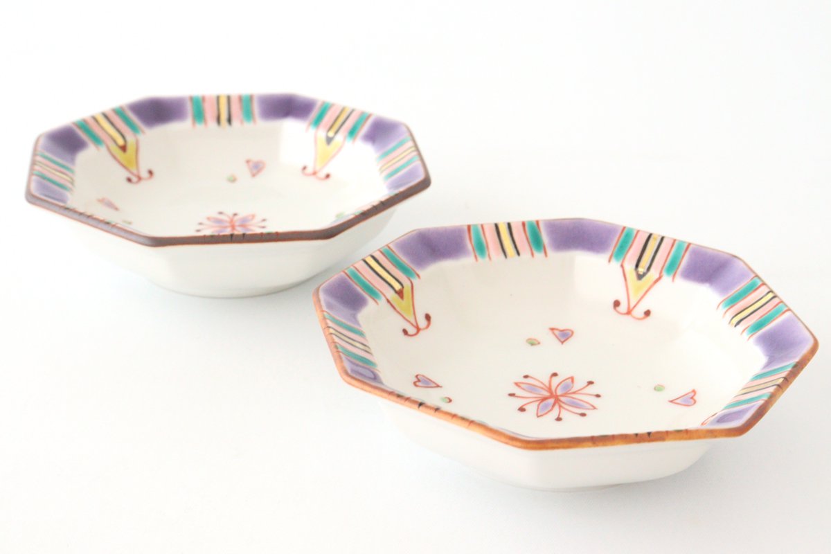 Ginshu Kiln Octagonal Small Colored Plate | Kutani Ware