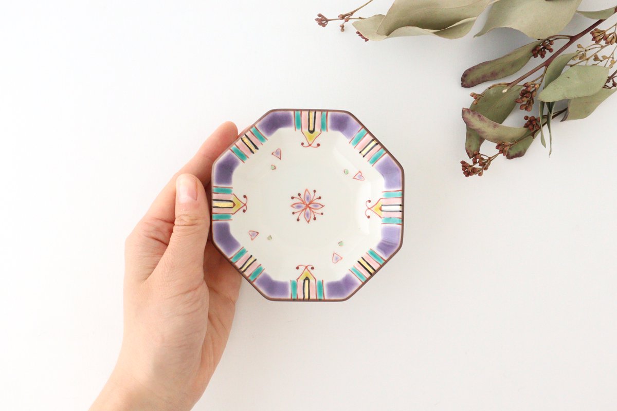 Ginshu Kiln Octagonal Small Colored Plate | Kutani Ware