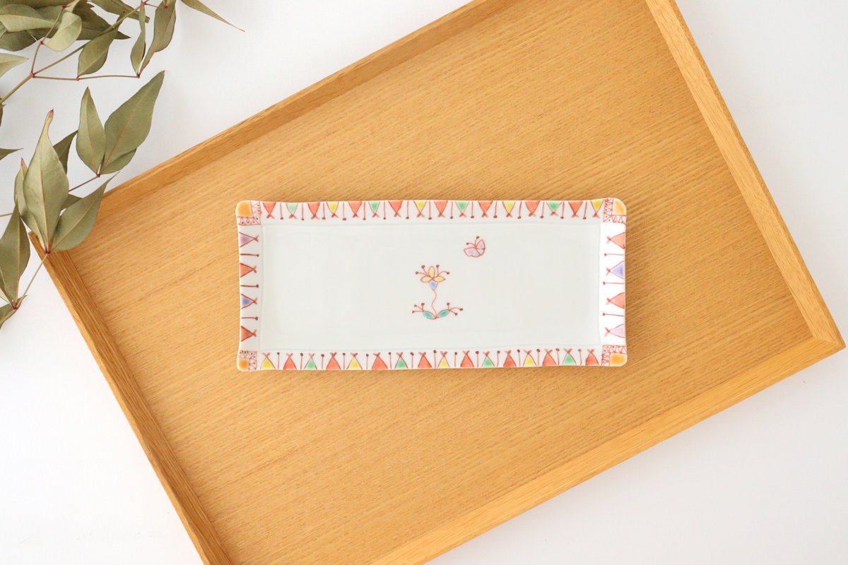 Ginshu Kiln Tatara Rectangle Plate Yellow Flower |Sushi Plate Kutani Ware-TOP