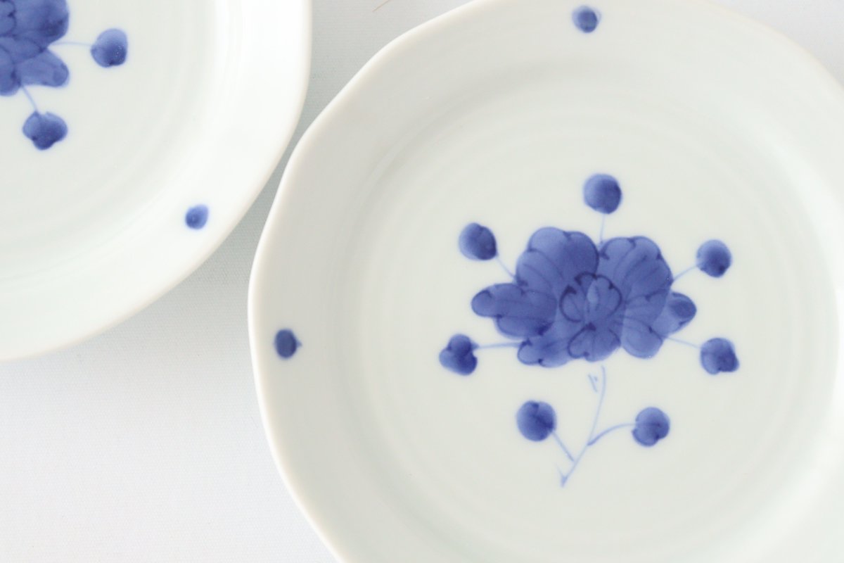 Round Sauce Plate Blue Peony 10.5cm/4.1in | Arita Ware